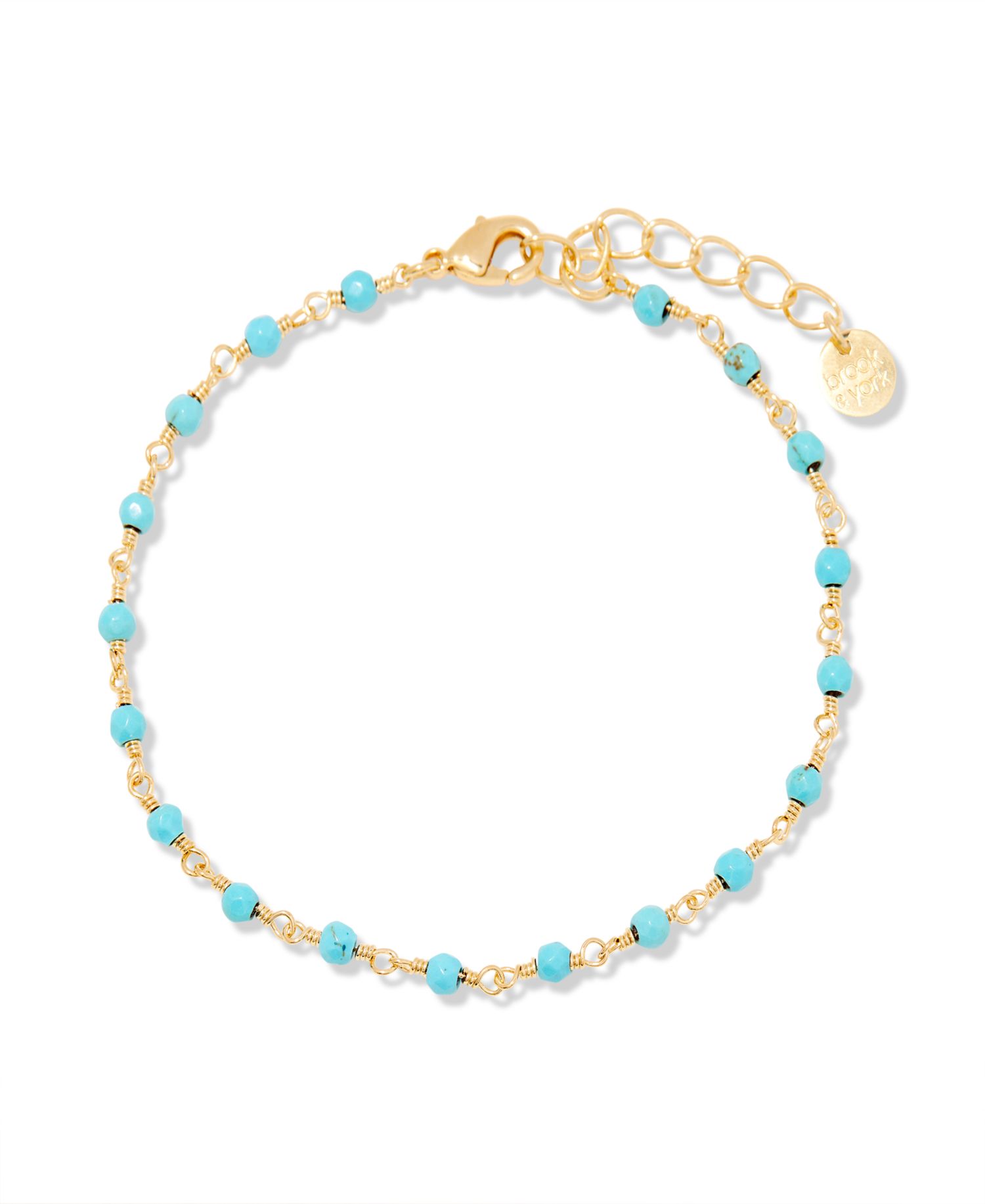 "14k Gold" Key Turquoise Bead Bracelet