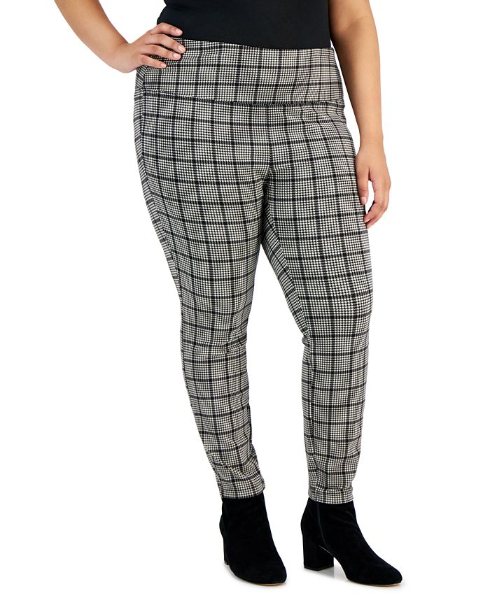 Style & Co Plus Size Houndstooth Pull-On Ponte Pants, Created for Macy's -  Macy's