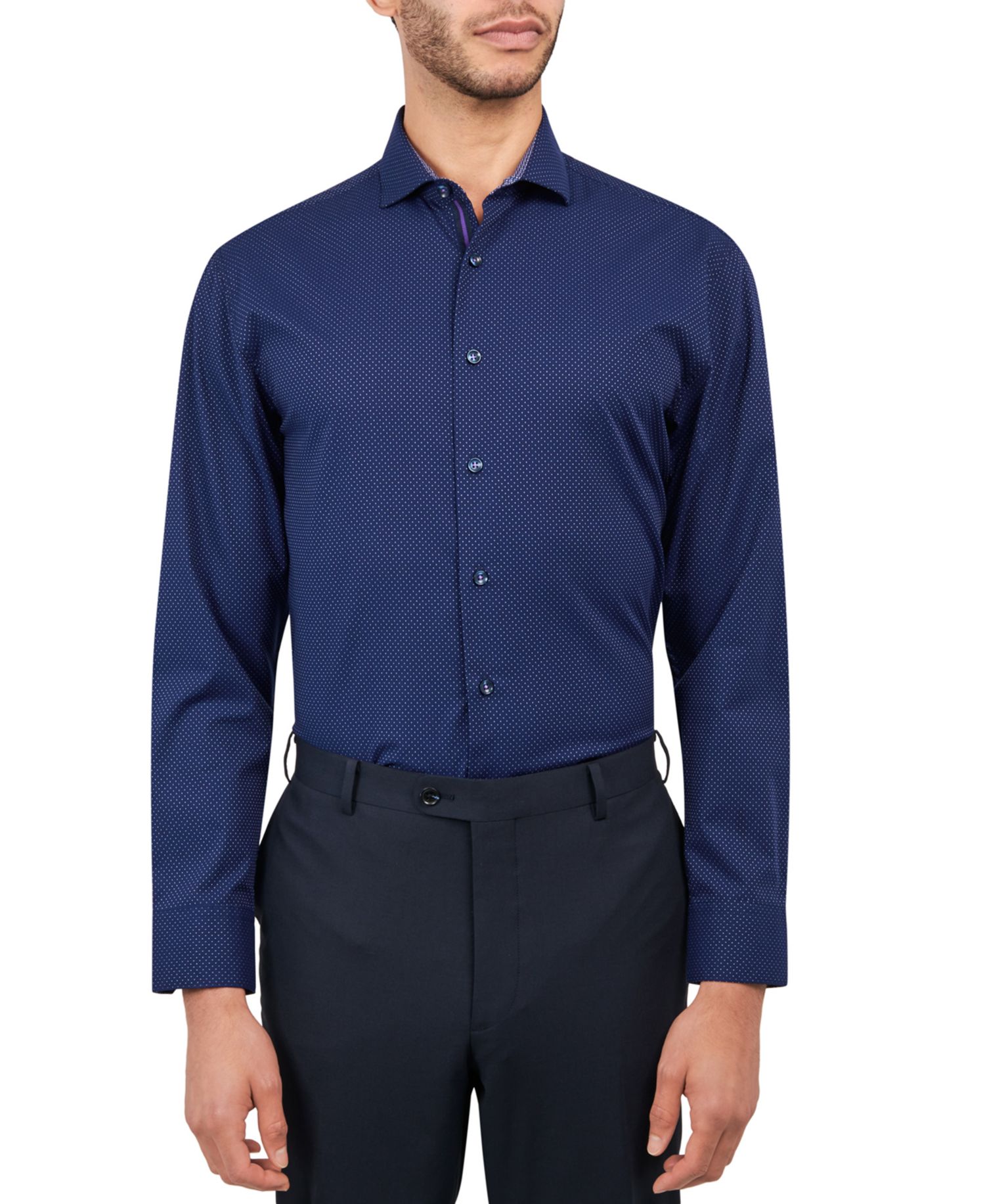 Men's Dot-Print Wrinkle-Free Dress Shirt