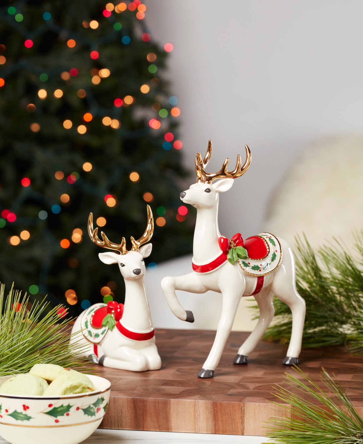 Lenox Laying Reindeer Figurine - Multi and Ivory