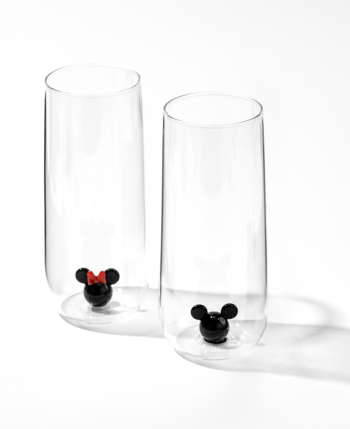 JoyJolt Disney Mickey & Minnie 3D Icon Tall Glasses, Set of 2