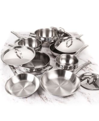 Belly Shape 12pc 18/10 Stainless Steel Cookware Set, SS Lids
