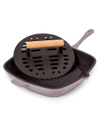 Cast Iron Grill Pan with Slotted Steak Press – Neo Collection, 11", 2-Piece Set