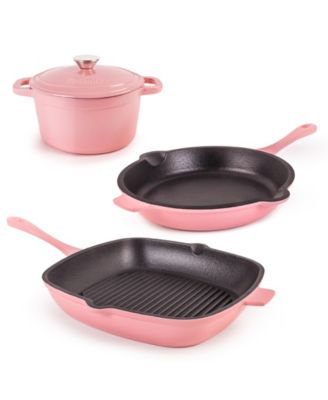 Neo 4pc Cast Iron Cookware Set, Fry Pan, Grill Pan & Round Dutch Oven