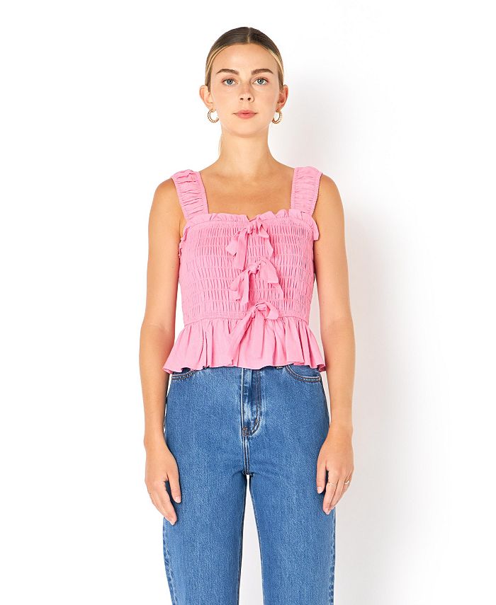endless rose Women's Bow Smocked Top Macy's