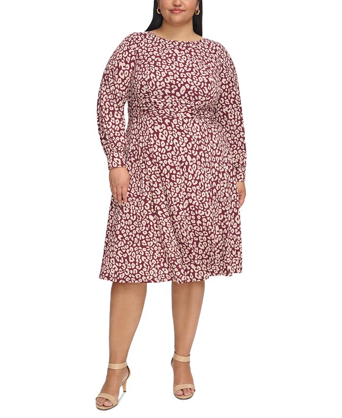 Jessica Howard Plus Size Printed Ruchd Midi Dress - Macy's