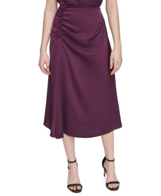 Calvin Klein - Women's Gathered-Side Midi Skirt