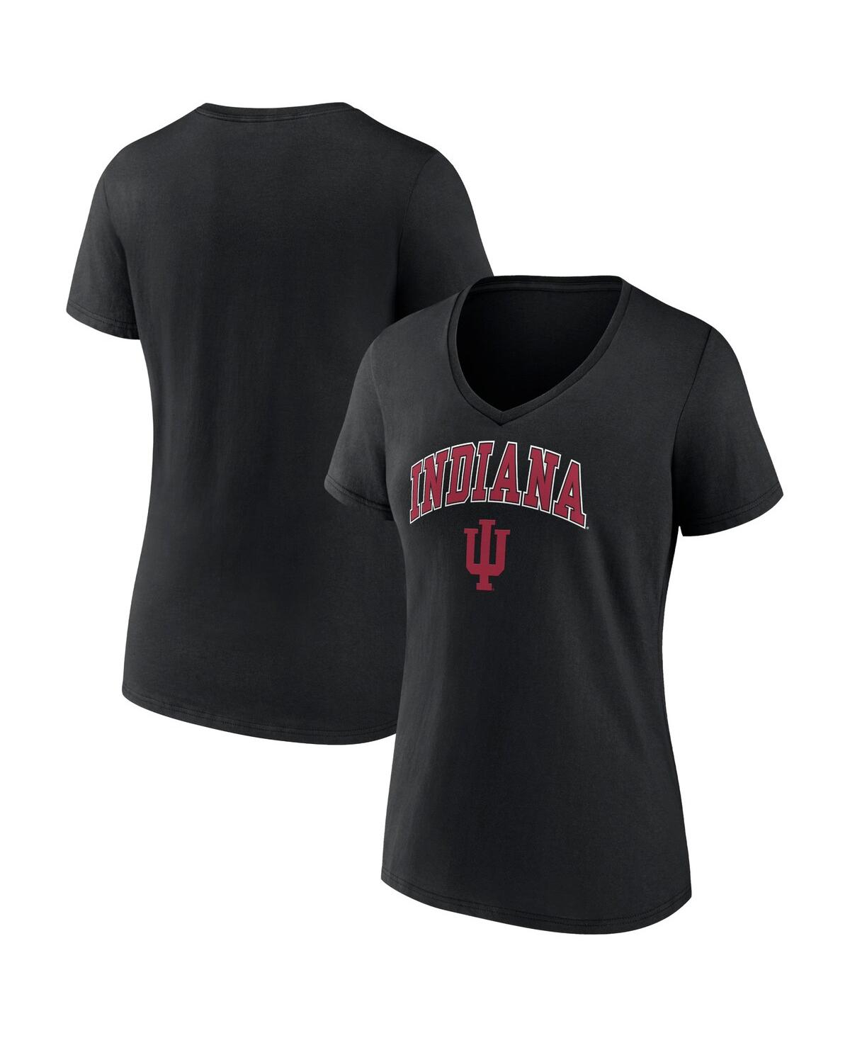 Women's Fanatics Black Indiana Hoosiers Evergreen Campus V-Neck T-shirt - Black