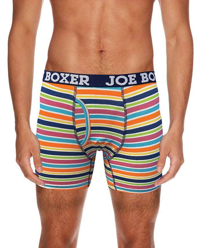 Joe Boxer Men's Bright Stripes Cotton Stretch Boxer Briefs, Pack of 4