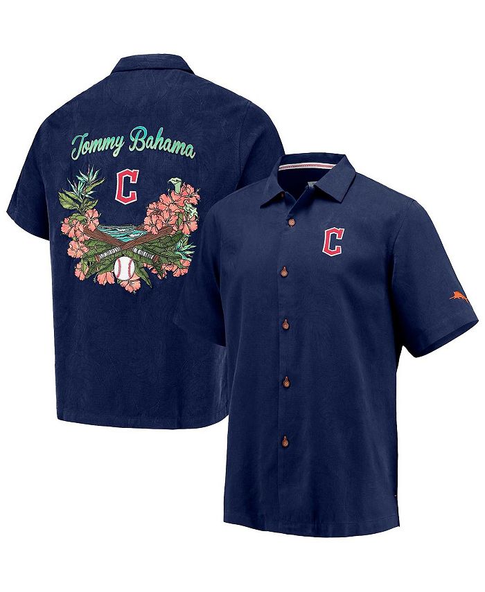 Tommy Bahama Men s Navy Cleveland Guardians Baseball Bay Button Up