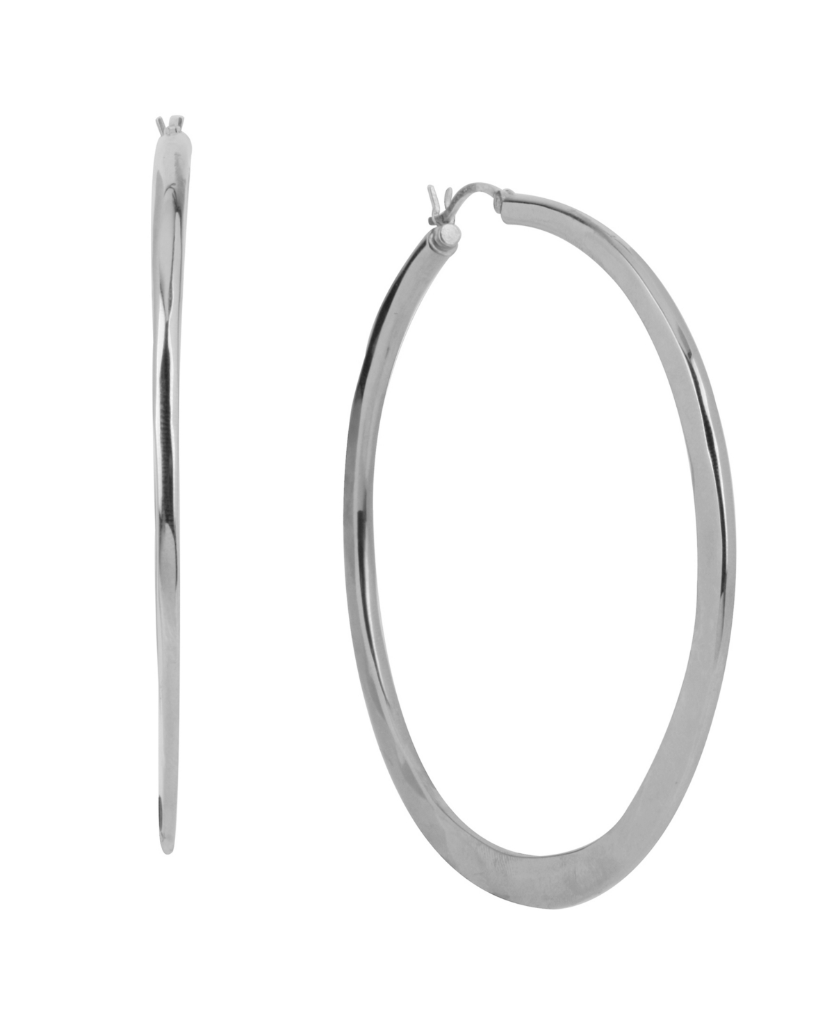 Silver Hammered Hoop Earrings - Silver
