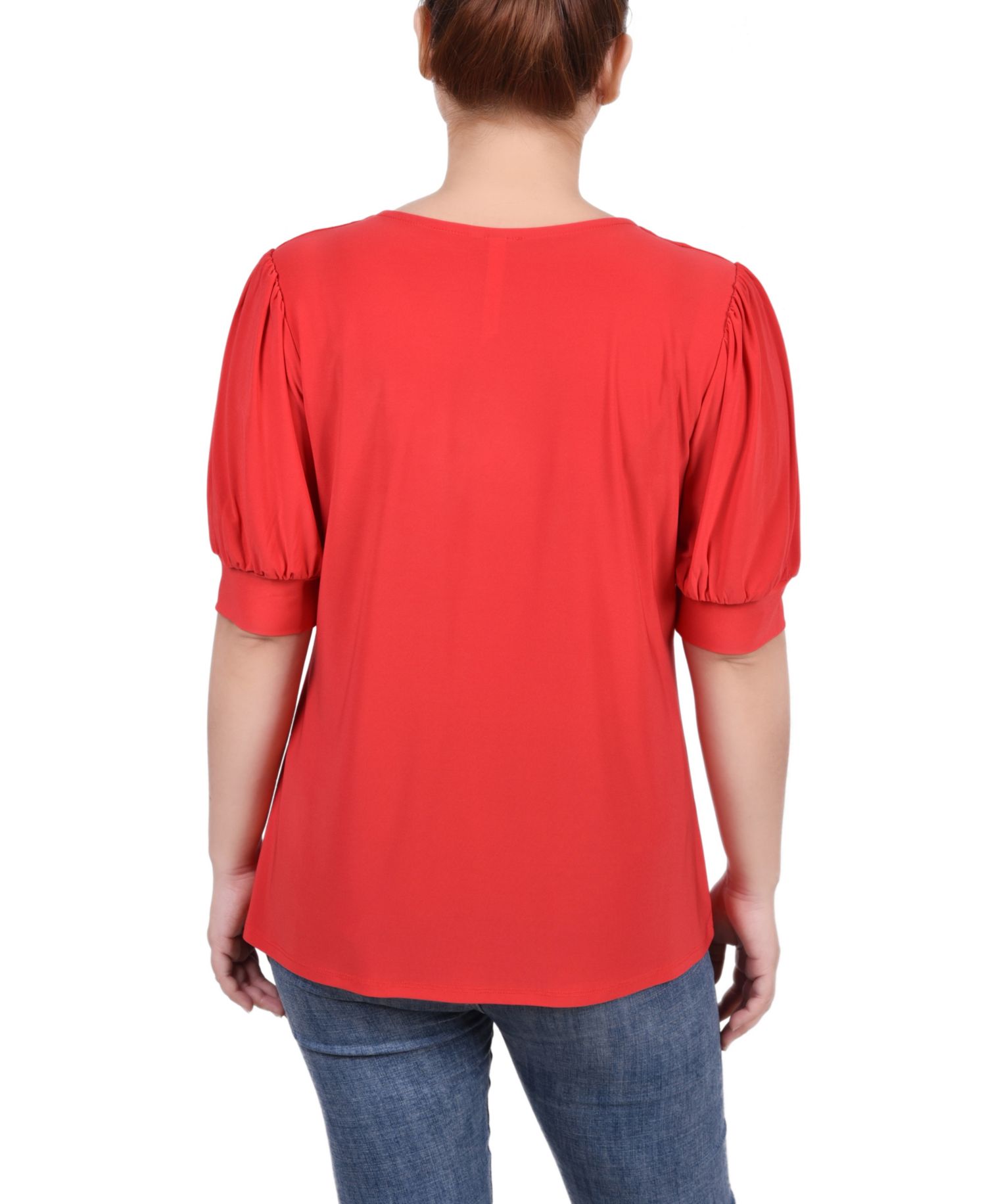 Petite Short Sleeve Balloon Sleeve Top