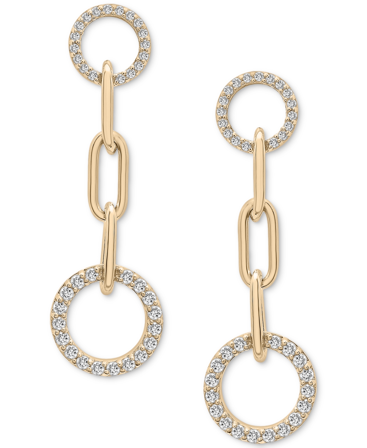 Diamond Circle Link Drop Earrings (1/2 ct. t.w.) in 14k Gold, Created for Macy's - Yellow Gold