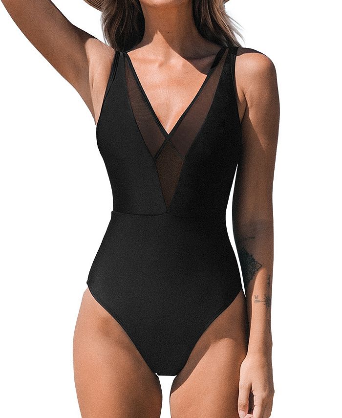 Cupshe Tummy Control Swimsuits  Womens Grace Bay Mesh One Piece
