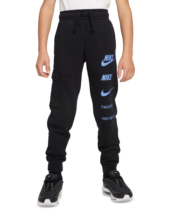 Nike Big Kids Sportswear Standard-Fit Logo-Print Fleece Cargo Joggers -  Macy\'s
