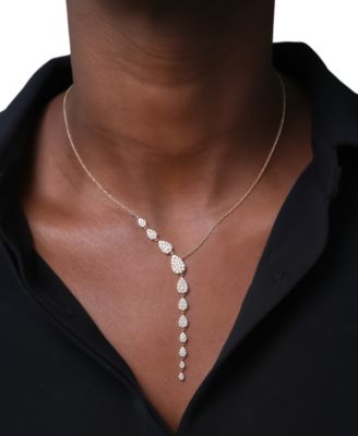 Diamond Asymmetric Lariat Necklace (1 ct. t.w.) in 14k Gold or 14k White Gold, 15" + 2" extender, Created for Macy's