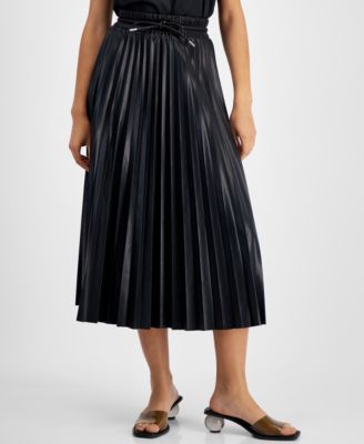 Avec Les Filles Women s Faux Leather Pleated Midi Skirt Macy s