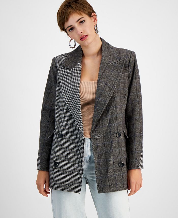  Avec Les Filles Women's Double Breasted Tailored Wool