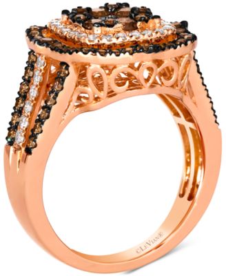 Chocolate Diamond & Nude Diamond Halo Cluster Ring (1-1/2 ct. t.w.) in 14k Rose Gold (Also Available in 14K White Gold or Yellow Gold)