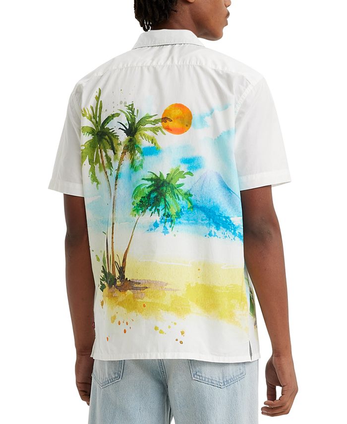 Levi's Premium Cotton Palm Tree Short-Sleeve Camp Shirt - Macy's
