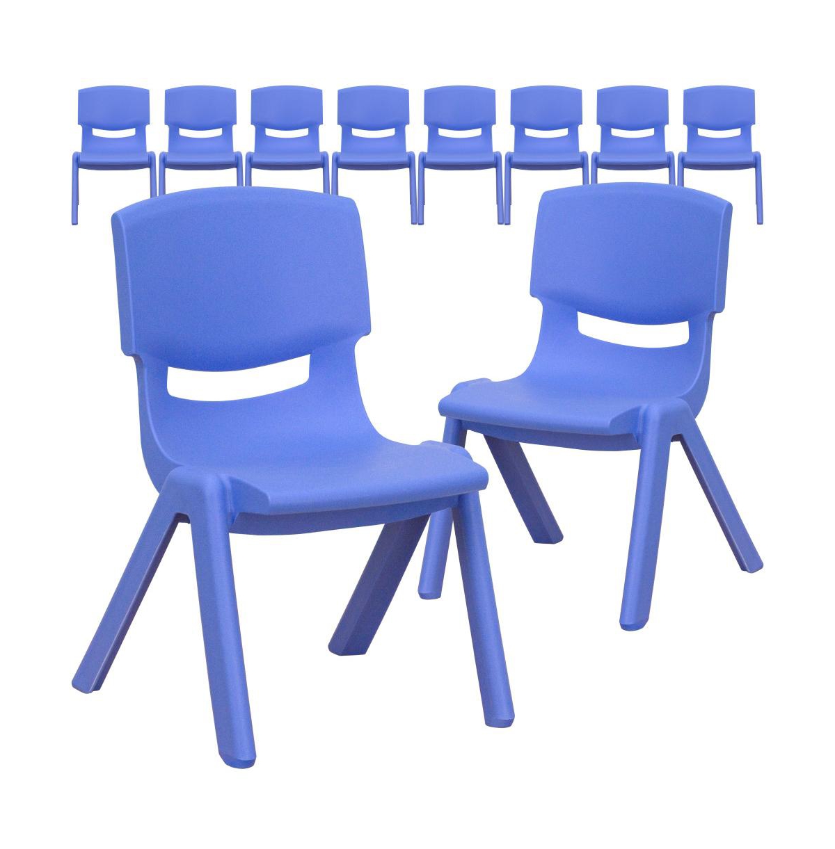 10 Pack Plastic Stackable School Chair With 10.5" Seat Height - Blue