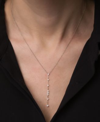 Diamond Vertical Line Lariat Necklace (1/3 ct. t.w.) in 10k White Gold, 17" + 1" extender, Created for Macy's