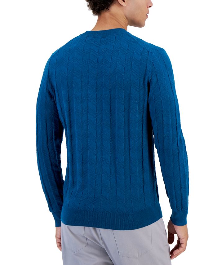 Alfani Men's Textured Chevron Long-Sleeve Crewneck Sweater, Created for ...