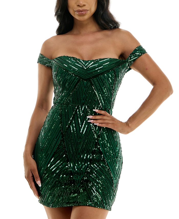 BCX Juniors' OffTheShoulder Sequin Bodycon Mini Dress Macy's