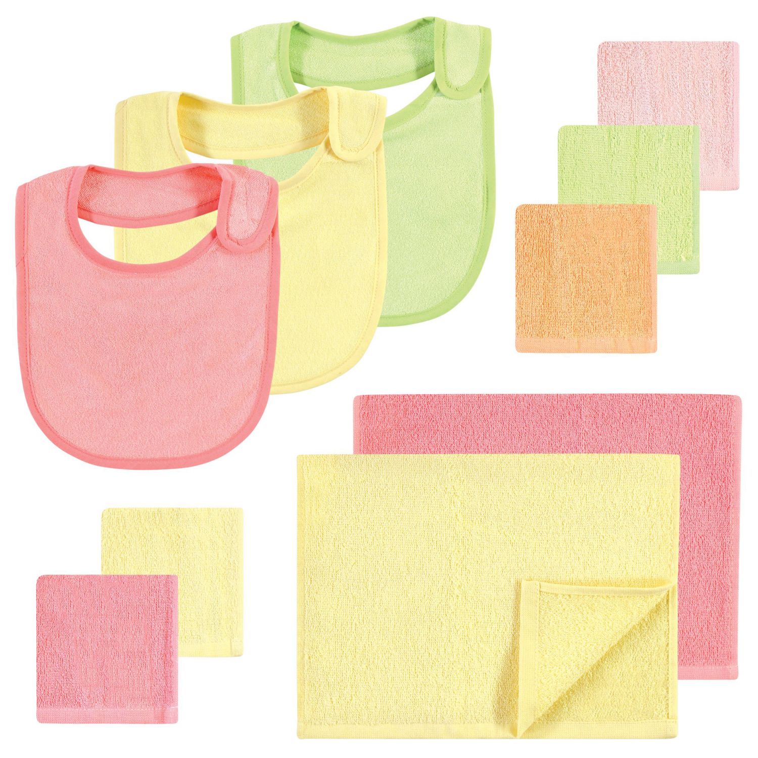 Girls Rayon from Bamboo Bib, Burp Cloth and Washcloth 10Pk