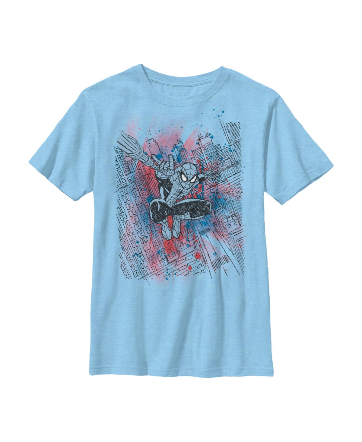 Marvel Boy's  Spider-man Color Smudge Child T-shirt In Light Blue