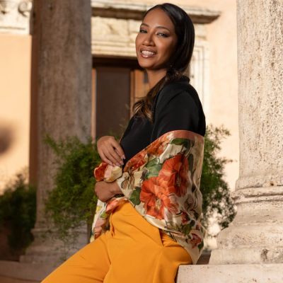 Rosa - Long Satin Silk Scarf for Women - Peach