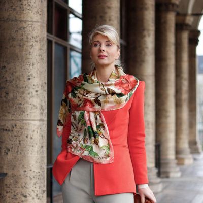 Rosa - Long Satin Silk Scarf for Women - Peach