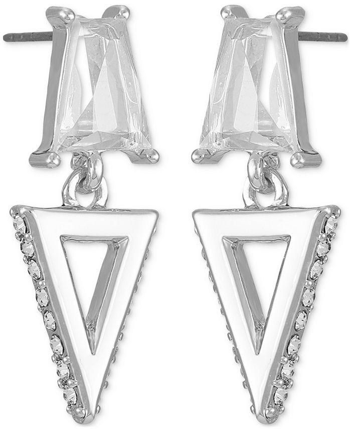 GUESS Crystal V Logo Double Drop Earrings Macy s