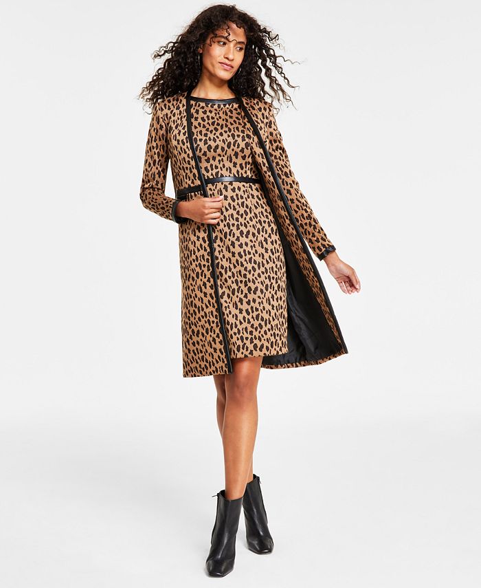 Kasper Women's Animal Jacquard Long-Sleeve Topper Jacket & Sheath Dress -  Macy's