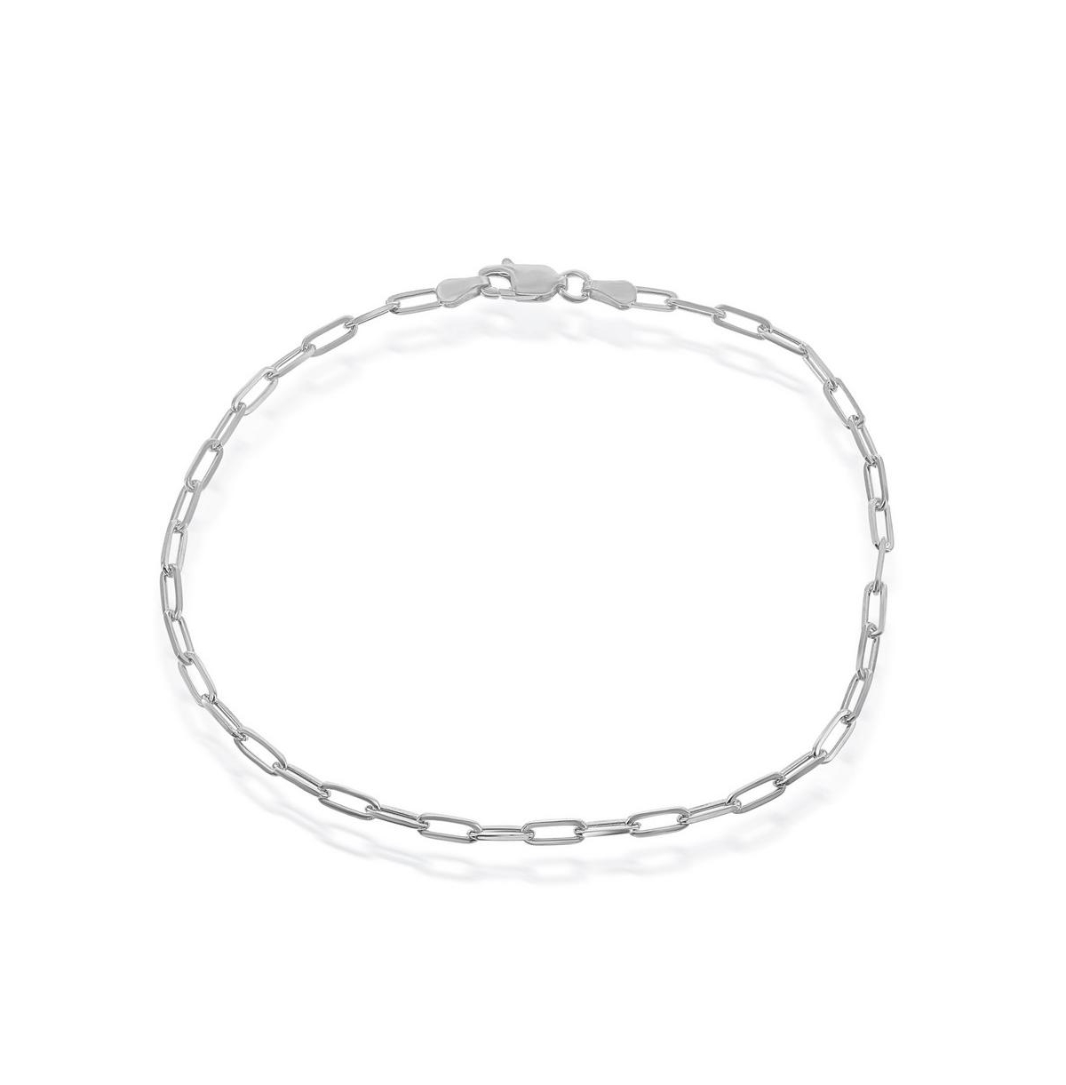 Simona Sterling Silver 2.8mm Paper Clip Anklet - Rhodium Plated
