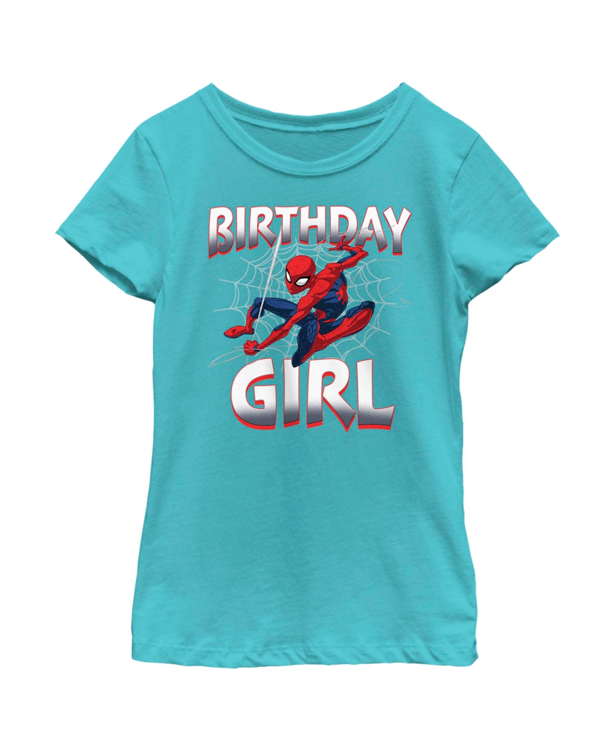 Marvel Girl's  Birthday Girl Child T-shirt In Tahiti Blue