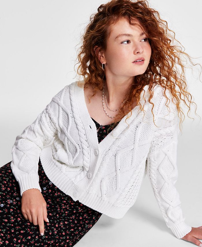 Women's Cable-Stitch Long-Sleeve Cardigan