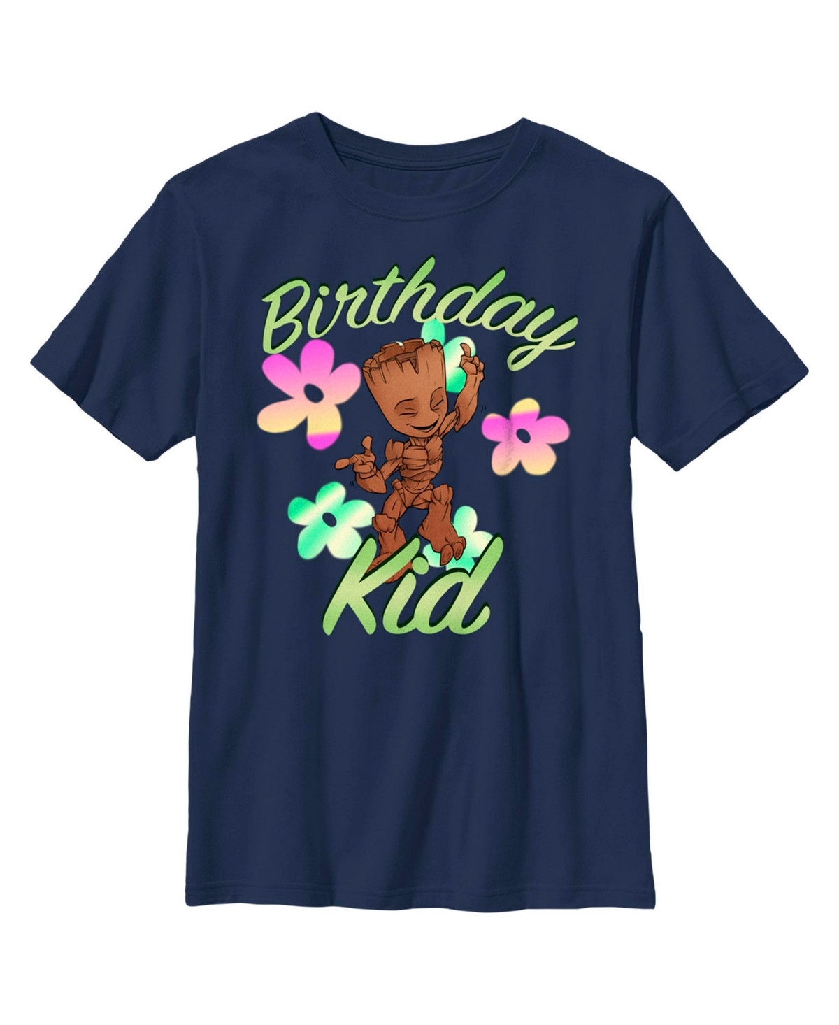 Marvel Boy's Guardians Of The Galaxy Birthday Kid Groot Child T-shirt In Navy Blue