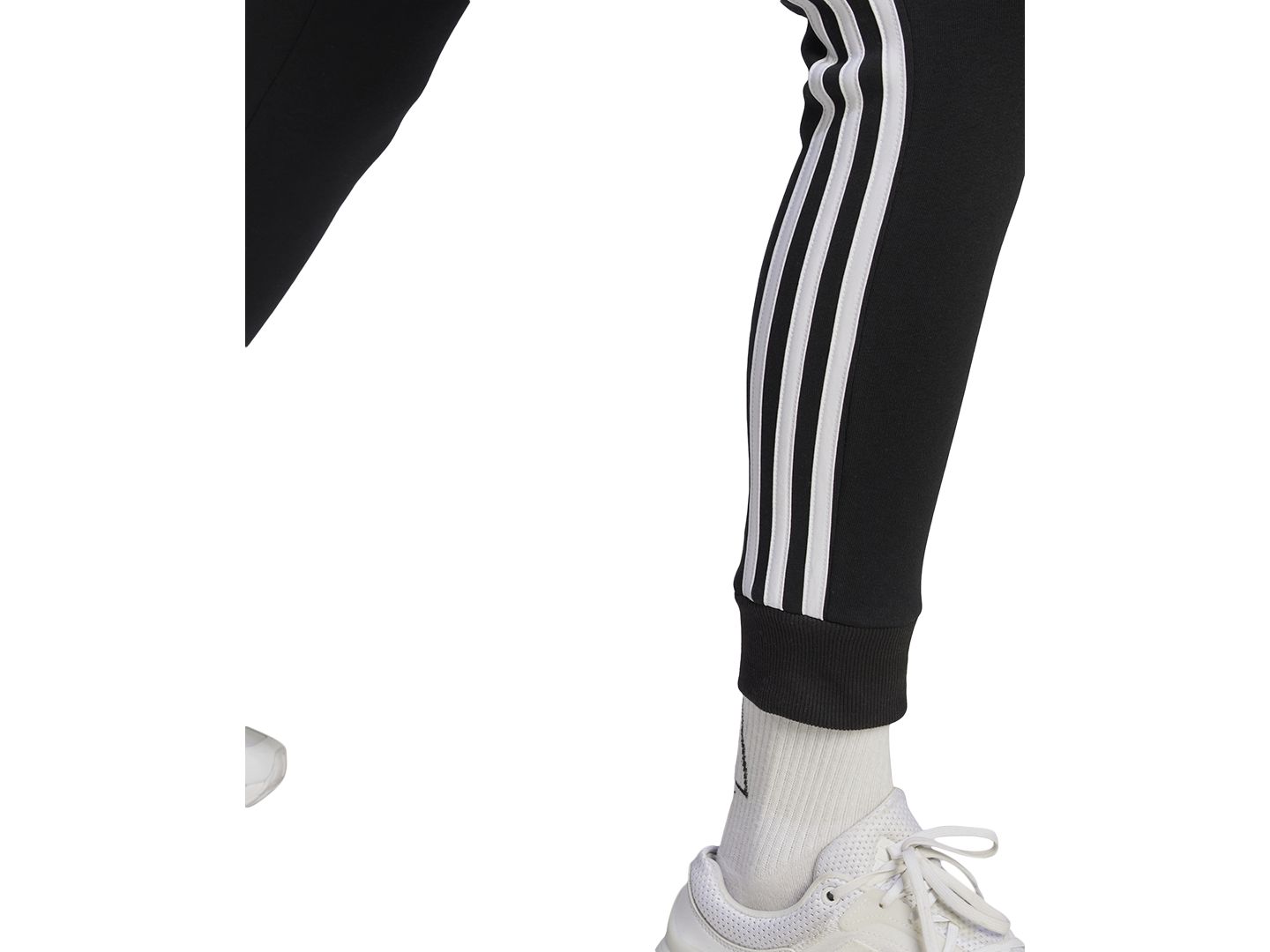 Женские брюки adidas 3-Stripe Cotton Fleece Sweatpant Jogger, цвет: Чёрный / Белый — фото 5