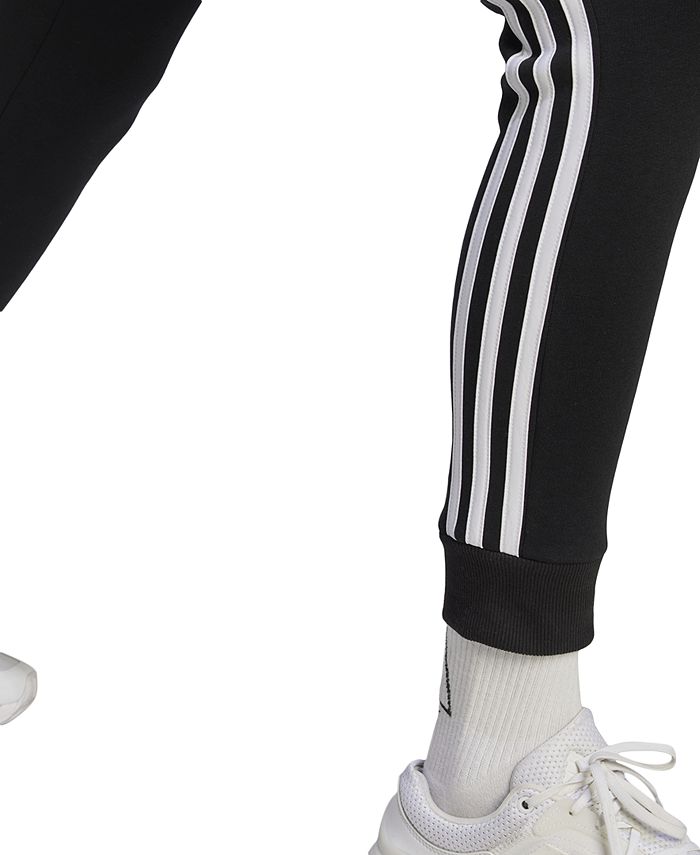 adidas Women's 3-Stripe Cotton Fleece Sweatpant Jogger - Black - size L.