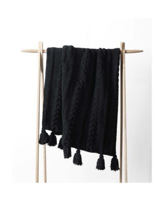 Braided Pom Pom Throw, 52" x 75"