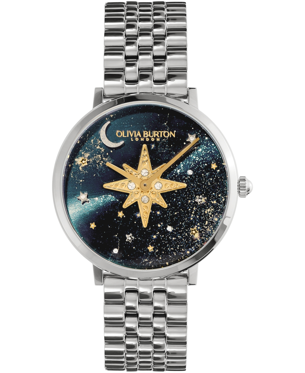 Olivia Burton Women's Celestial Nova Silver-tone Stainless Steel Bracelet Watch 35mm