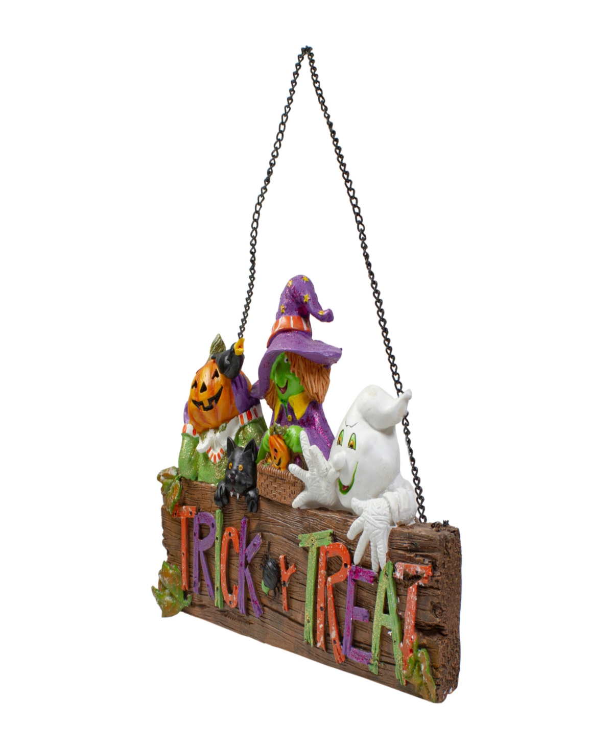 Shop Northlight 13.5" Trick Or Treat Halloween Pumpkin Ghost And Witch Wall Decoration In Orange