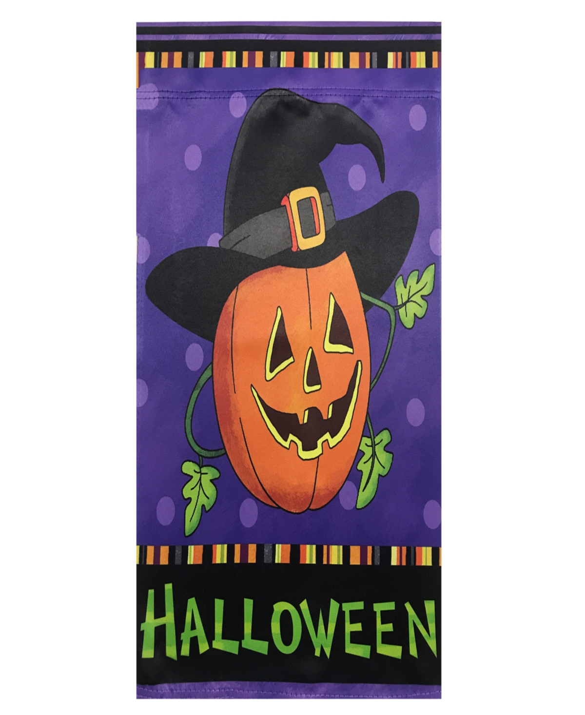 Northlight Happy Halloween Pumpkin In A Witch Hat Outdoor House Flag, 28" X 40" In Purple