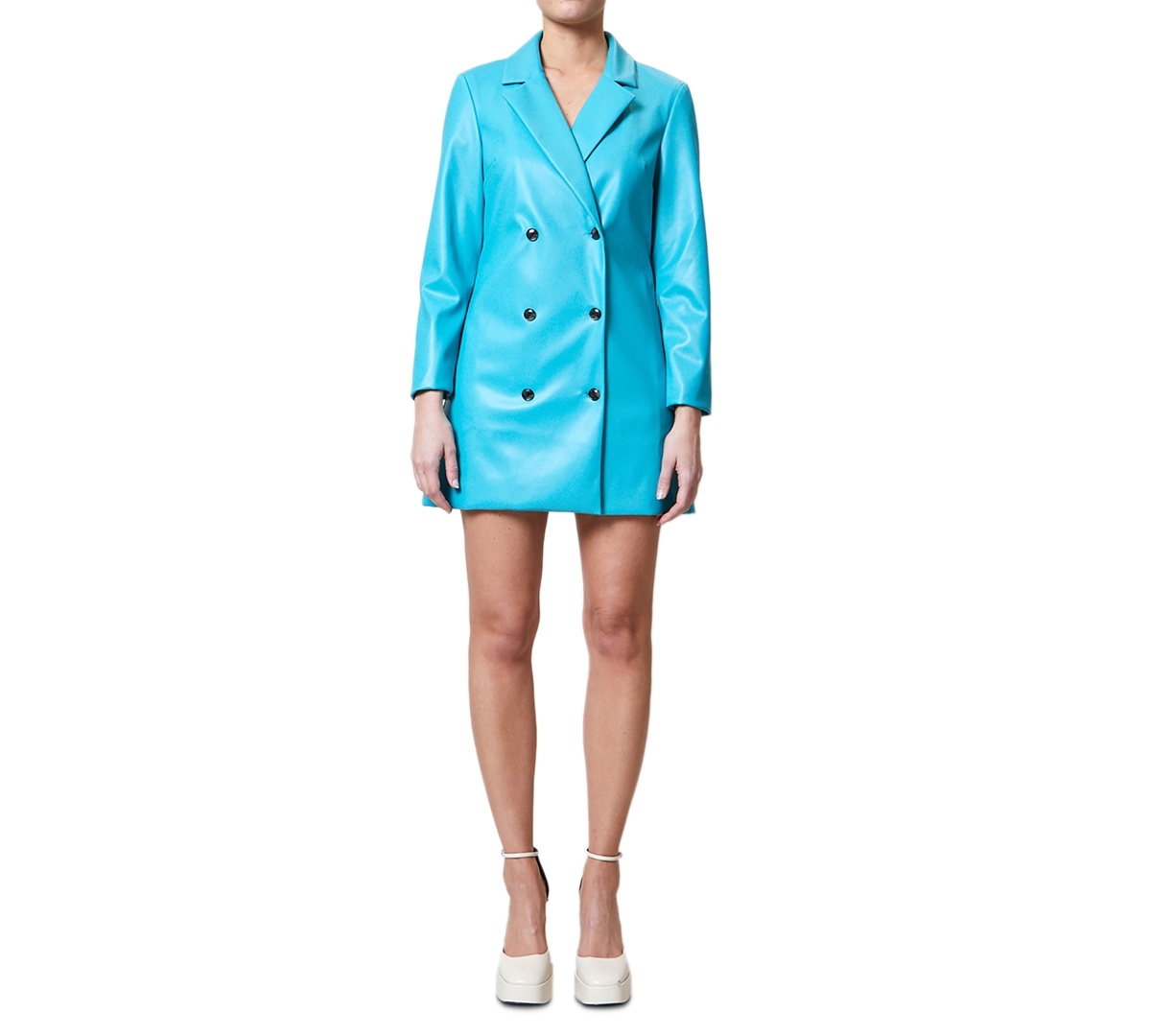 French Connection Women's Crolenda Faux-leather Blazer Dress In Jaded Teal