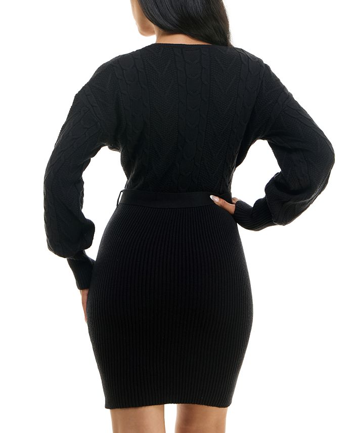 Rosie Harlow Juniors' V-Neck Long-Sleeve Sweater Dress - Macy's