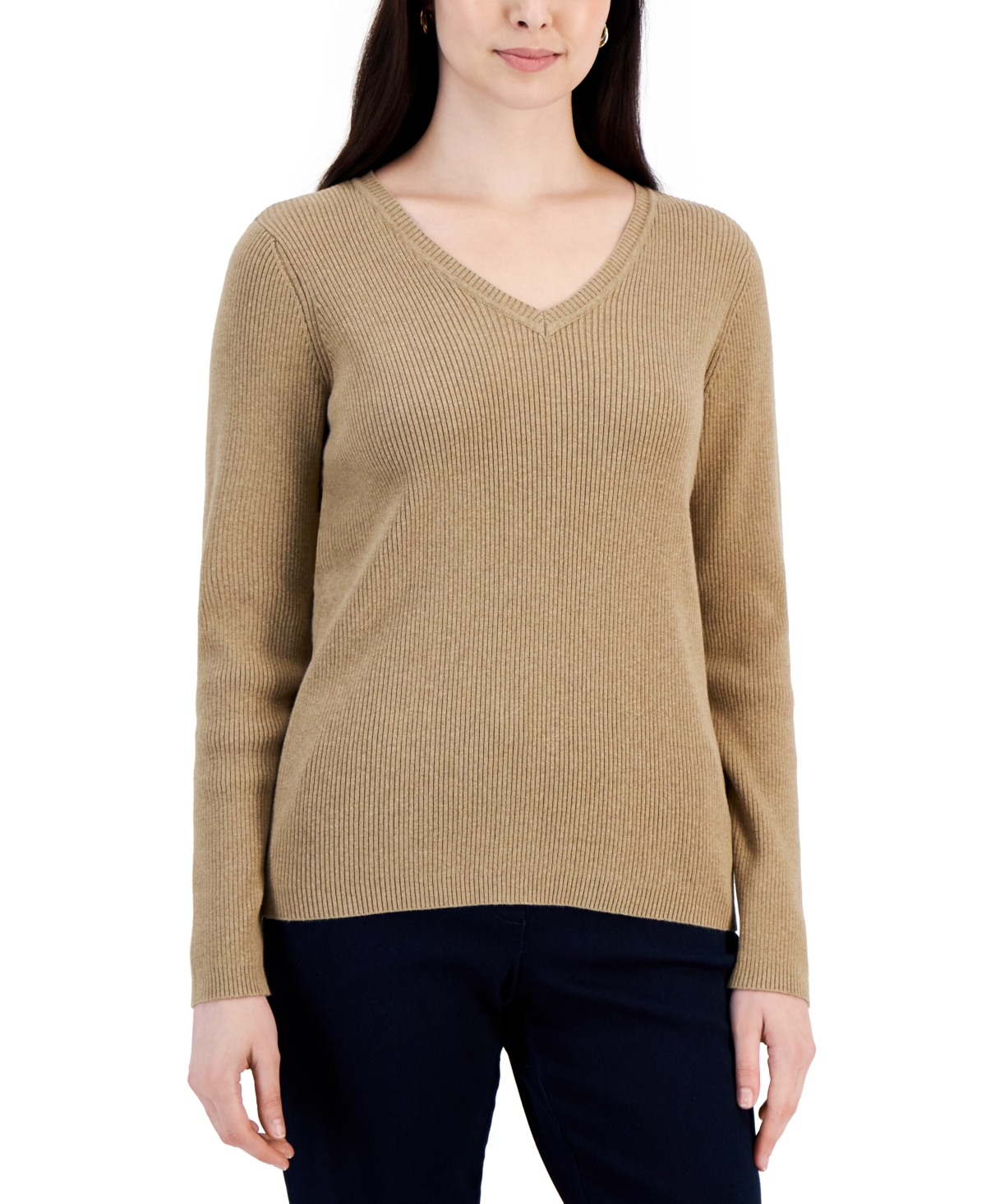 Karen Scott Women s Solid V Neck Sweater Created for Macy s Malbec Smart Closet