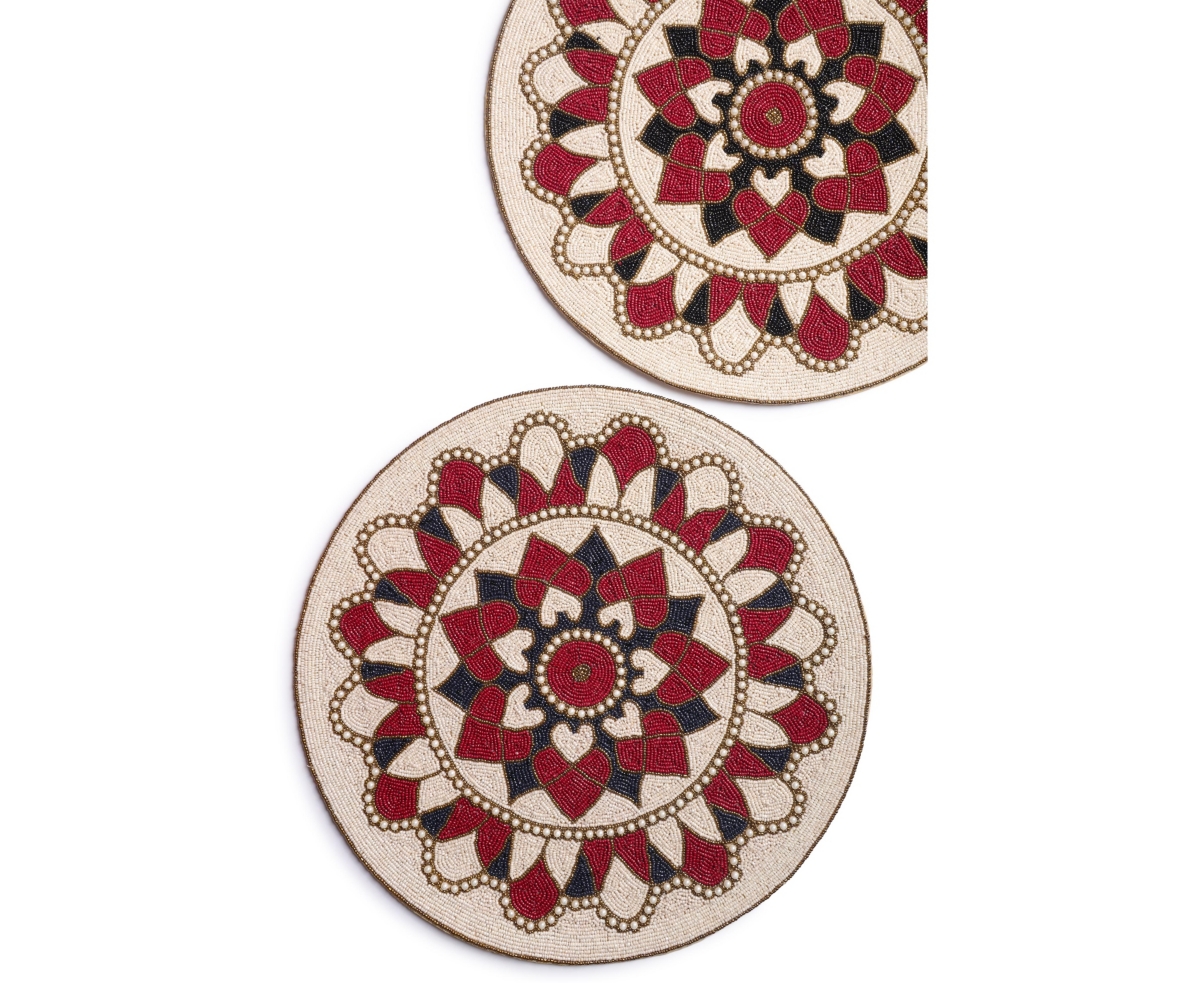 Claremont Beaded Placemats, Set of 2 - Red