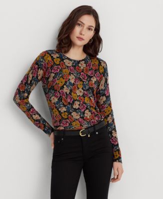 Lauren Ralph Lauren Women's Floral Cotton-Blend Sweater - Macy's