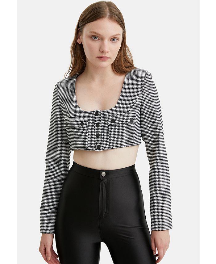 NOCTURNE Women's Shoulder Pad Crop Top Macy's